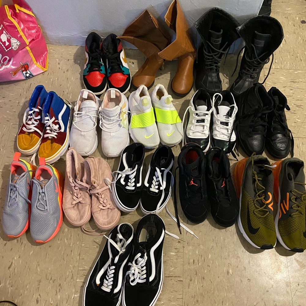 Kids sneakers and boots size 3 and men’s sneakers